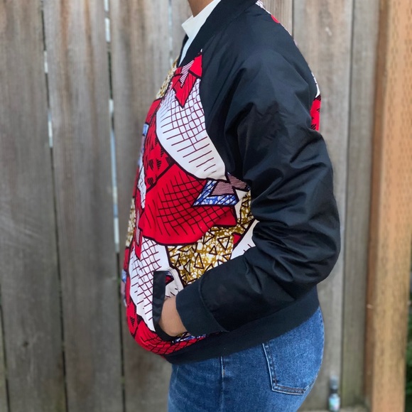 SOLDđź–¤Ankara Print Bomber Jacket - Picture 4 of 6